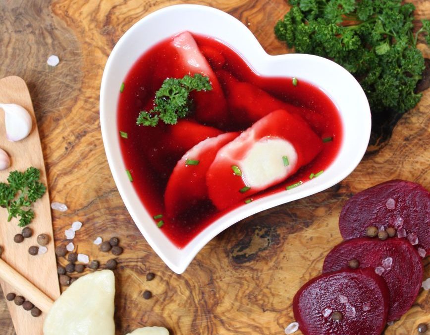 Randensuppe mit Pierogi